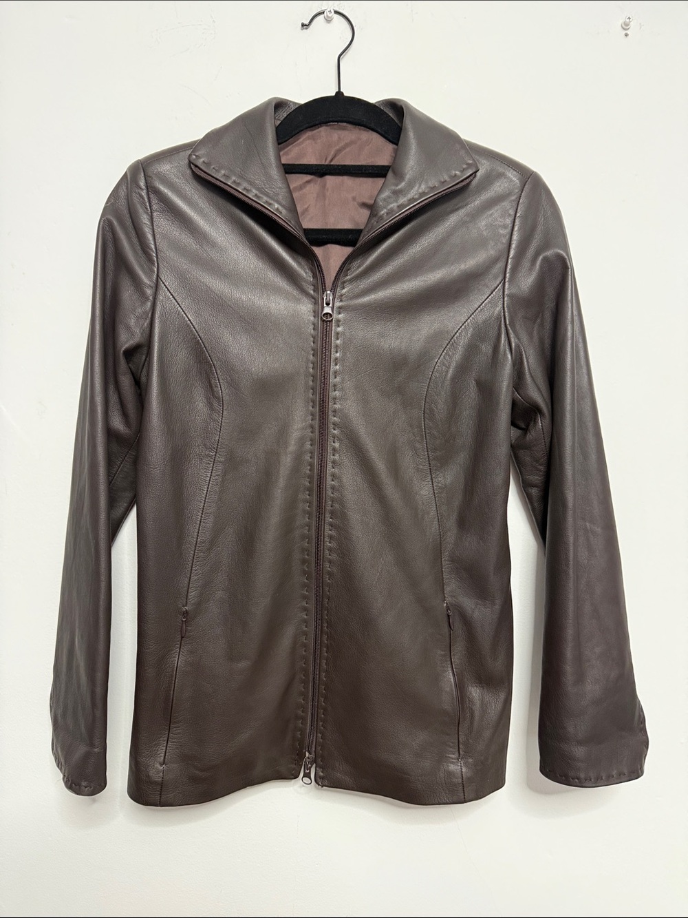 Vera Pelle Dark Brown Leather Zip-Up Jacket